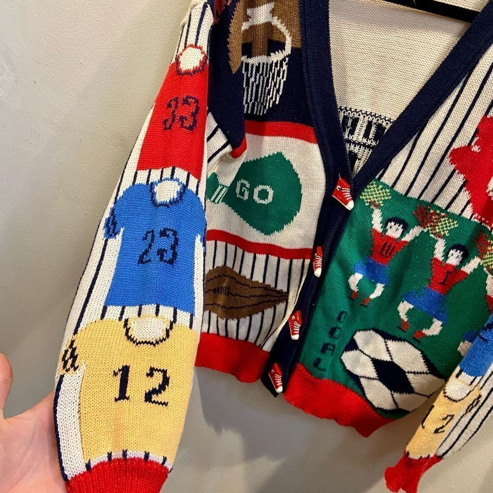 Vintage Ugly Sweater Game Day, Fall, Funky Tailgate, Teacher Knit All Over Print - Picture 7 of 11